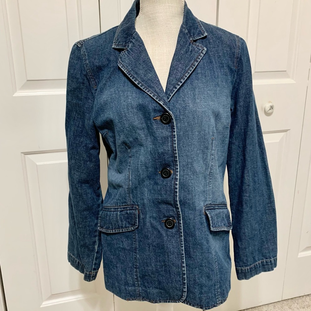 Vintage 90s Long Jean Jacket - 3 Button - 2 Pockets - 8